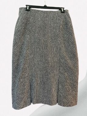 Classic Gray Herringbone Pencil Skirt